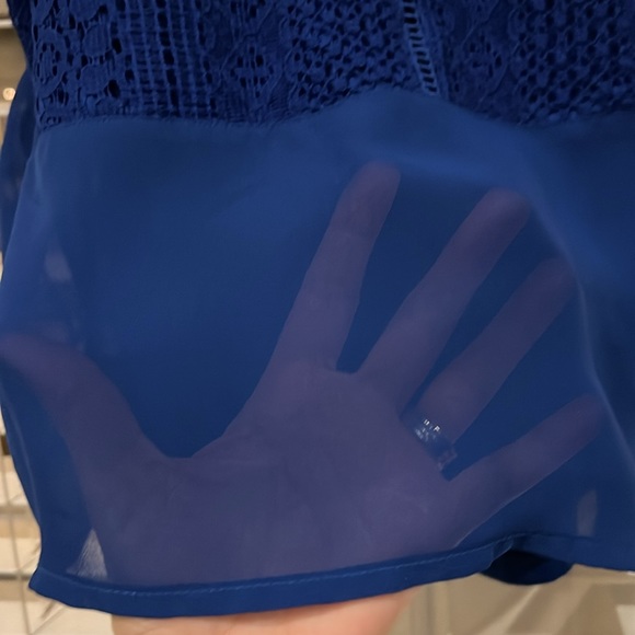 Xhilaration Royal Blue Blouse Partly Sheer Sz L - Picture 2 of 5